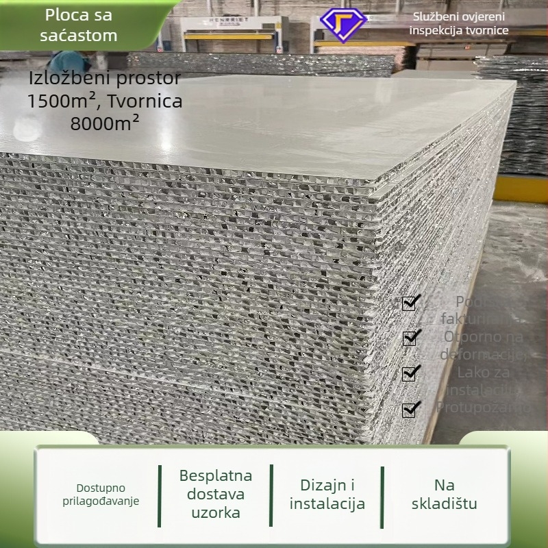 SPC panel s aluminijskom površinom, ravni profil, jezgro aluminijsko-plastičnog kompozita, model 0.8, instalacijska usluga dostupna, pogodan za hotele, stanove, urede, konferencijske dvorane i zdravstvene ustanove.