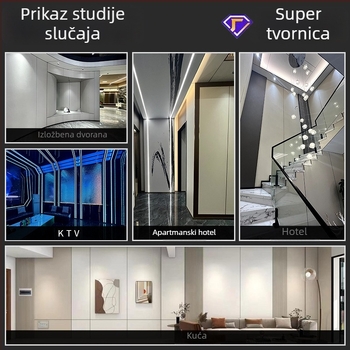 Zidni panel PVC, plosnatog oblika, bezšavni SPC kamen-kristal završna obrada, unutarnja pozadina zida, ugradnja dostupna