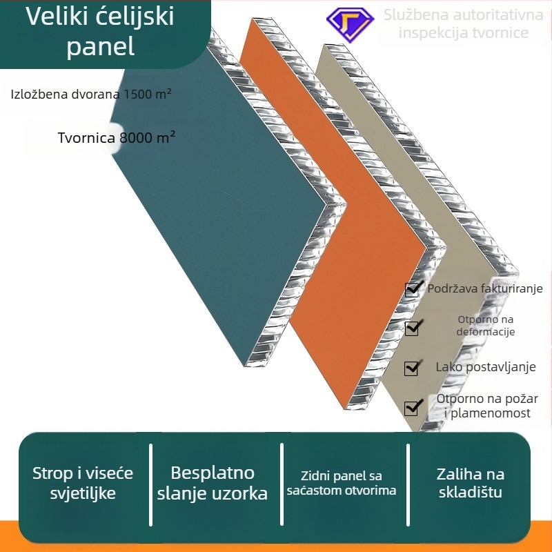 Panel stropni s ćelijskim uzorkom od aluminijsko-plastičnog kompozita, model 0.8, otporan na vlagu, pogodan za hotele, stanove i urede