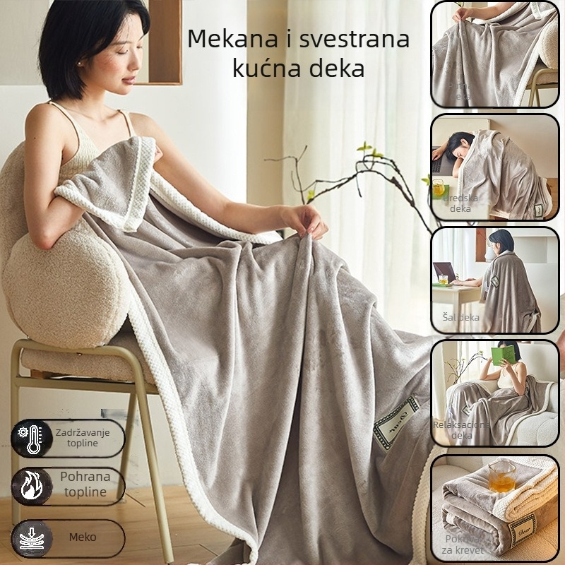 Poliesterska deka, koralni flis, za četiri sezone, težina 0,55–1,0 kg