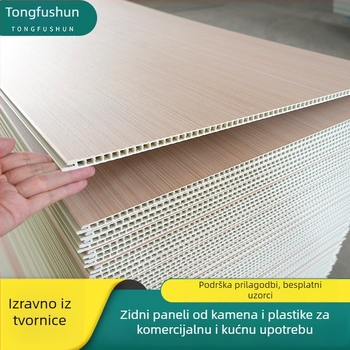 Zidni panel od bambusovih vlakana i kamene plastike, V šav, ravni panel, moderni kineski stil