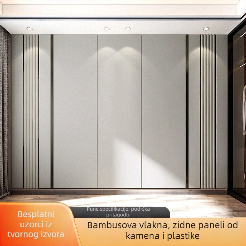 Zidni panel od bambusovih vlakana i kamene plastike, V šav, ravni panel, moderni kineski stil