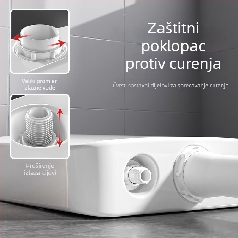 Zidni spremnik vode za klozetski WC za čučanje — PP, 4–7 L ispiranje, ručni upravljač, odvod na pod, model EP02103