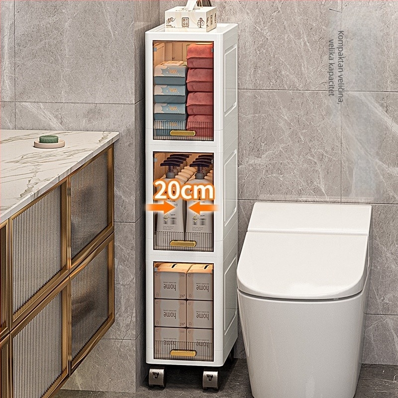 Trostruki PP ormarić za kupaonicu, podni ormarić uz umivaonik i toaletu