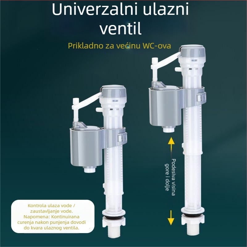 Plastični dovodni ventil za WC spremnik, navojni spoj, ispiranje 3–5 L