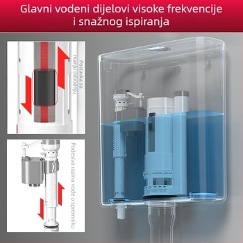 Set spremnika za ispiranje za squat WC, ručno ispiranje, 4 L kapacitet, PP materijal, zidna montaža