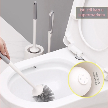 Četka za čišćenje WC-a s postoljem, duga drška, zidni nosač, mekane dlačice, plastika