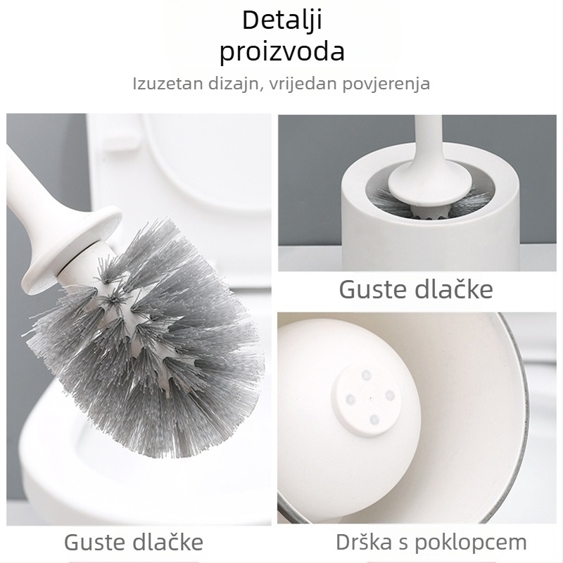Četka za čišćenje WC-a s postoljem, duga drška, zidni nosač, mekane dlačice, plastika