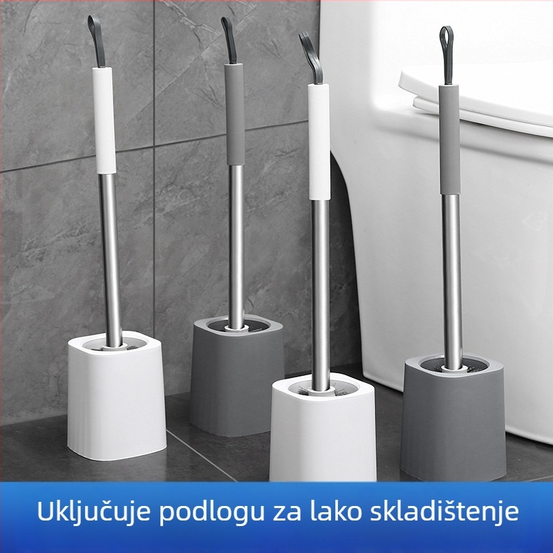Toaletna četka s dugim drškom, zidni držač, okrugla baza — Independence 4901, nehrđajući čelik