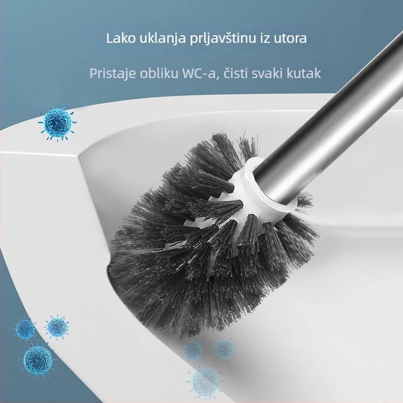 Toaletna četka s dugim drškom, zidni držač, okrugla baza — Independence 4901, nehrđajući čelik