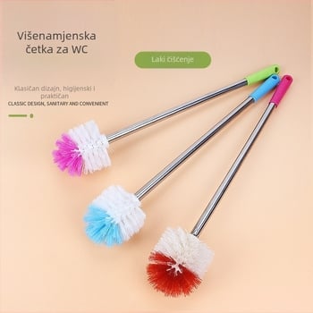 Set četkica za WC s ručkom od nehrđajućeg čelika, zidna montaža, duga drška, plastična glava