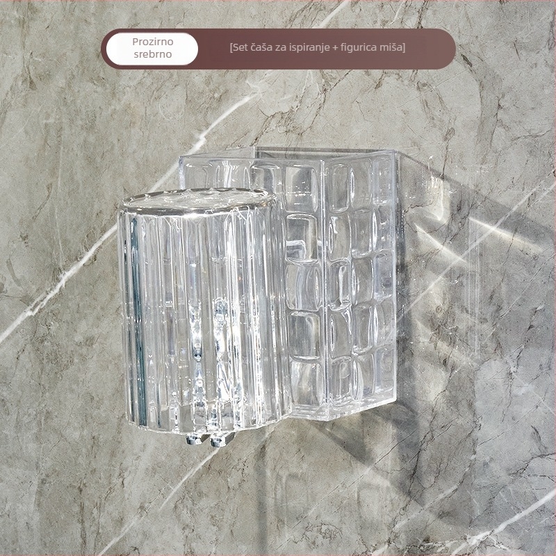 Plastični zidni držač četkica za zube, za pohranu četkica i paste, bez bušenja