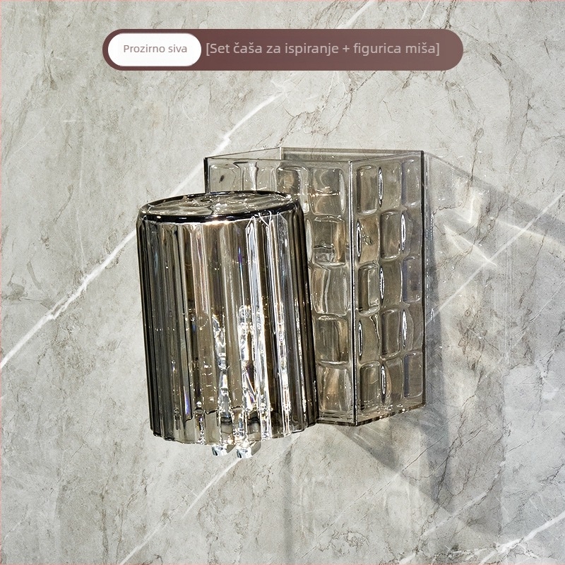 Plastični zidni držač četkica za zube, za pohranu četkica i paste, bez bušenja