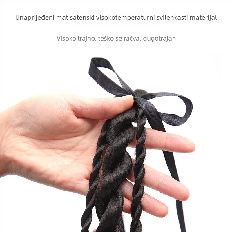 Perika s repom Bear Twisted Braid za žene — dvostruko uvijene pletenice, sveučilišni stil, kosa od žice visoke temperature