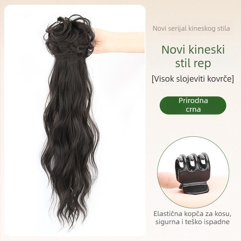 Perika za rep s nízkim položajem – vlakno otporno na toplinu, nije pogodno za toplo farbanje, prikladna za sve tonove kože i oblike lica, model: Wig ponytail