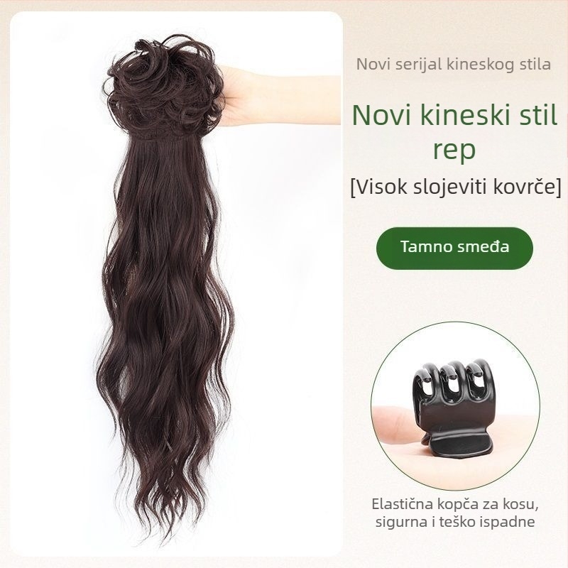 Perika za rep s nízkim položajem – vlakno otporno na toplinu, nije pogodno za toplo farbanje, prikladna za sve tonove kože i oblike lica, model: Wig ponytail