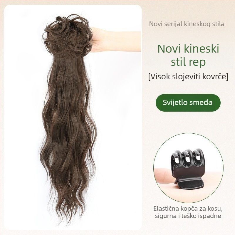 Perika za rep s nízkim položajem – vlakno otporno na toplinu, nije pogodno za toplo farbanje, prikladna za sve tonove kože i oblike lica, model: Wig ponytail