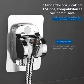Držač za tuš glavu bez bušenja, zidni usisni držač, ABS materijal, moderni minimalistički stil, jednostupanjski kupaonski policu