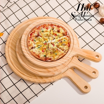 Okrugla drvena ploča za pizzu, dvostrano korištenje; ky marka; kineski tradicionalni stil; moderni minimalistički dizajn