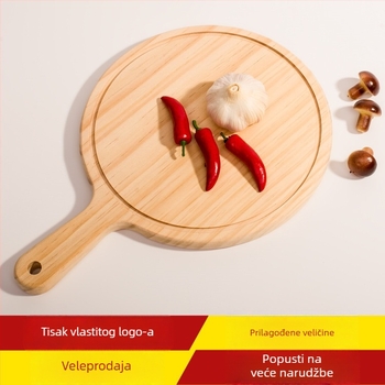 Okrugla drvena ploča za pizzu, dvostrano korištenje; ky marka; kineski tradicionalni stil; moderni minimalistički dizajn