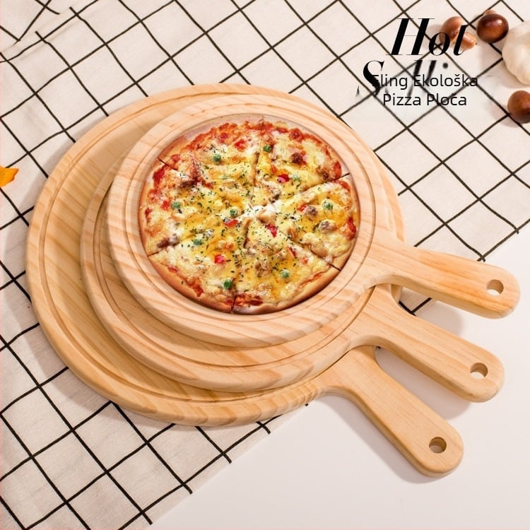 Okrugla drvena ploča za pizzu, dvostrano korištenje; ky marka; kineski tradicionalni stil; moderni minimalistički dizajn