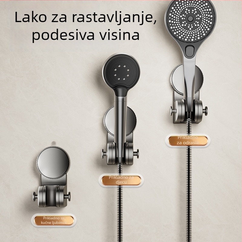 Držač za tuš sa usisnom čašicom — bez bušenja, prilagodljiva osnova za tuš glavu, plastika, model 137