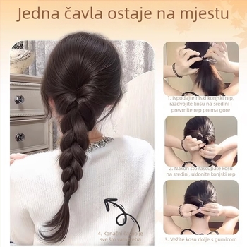 Perika s visokim repom i pletenicama - Visoki rep, pletenice, vlakna otporna na toplinu, model Grip Braids, volumen