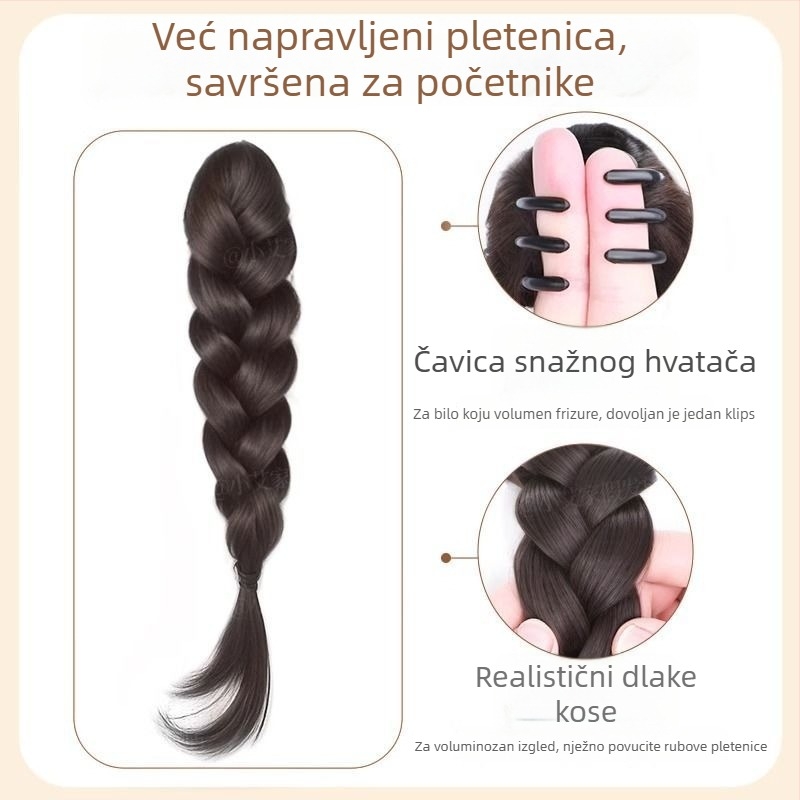 Perika s visokim repom i pletenicama - Visoki rep, pletenice, vlakna otporna na toplinu, model Grip Braids, volumen