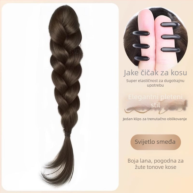 Perika s visokim repom i pletenicama - Visoki rep, pletenice, vlakna otporna na toplinu, model Grip Braids, volumen