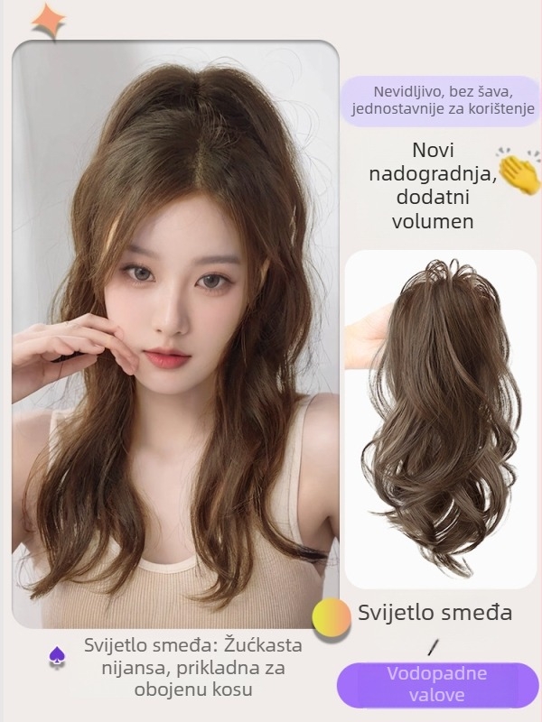 Kaifei wig — vodopad kovrča, visoki rep, duga kosa, otporna žica na visoku temperaturu, mehanički proces, nije pogodno za vruće bojanje