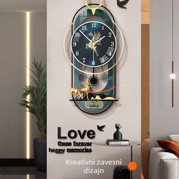 Moderne ovalni zidni sat s mehanizmom JPOK T3, brojčanik od pleksiglasa, napajanje baterijom