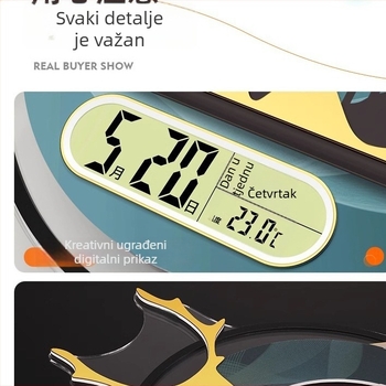 Moderne ovalni zidni sat s mehanizmom JPOK T3, brojčanik od pleksiglasa, napajanje baterijom