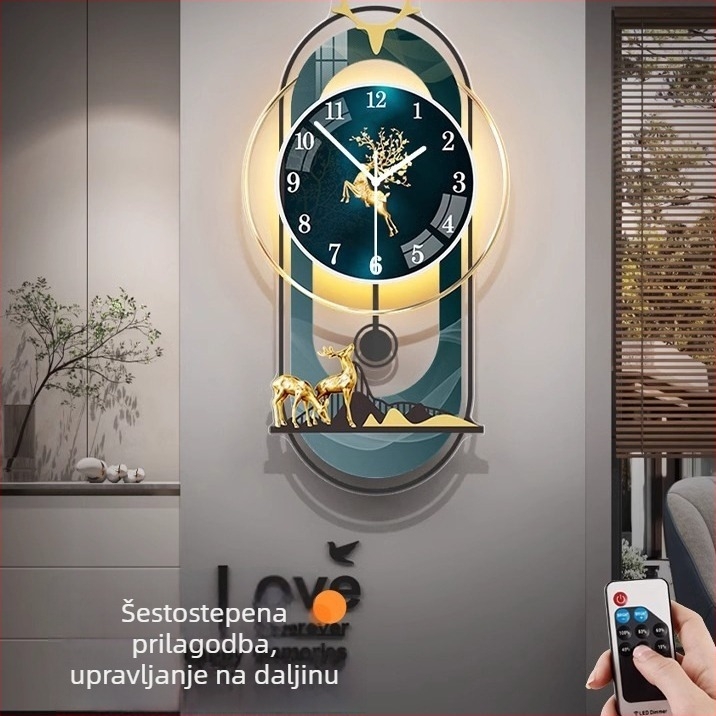 Moderne ovalni zidni sat s mehanizmom JPOK T3, brojčanik od pleksiglasa, napajanje baterijom