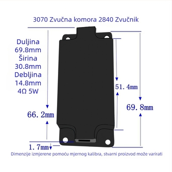 Pravokutno kućište zvučnika 3070, 4 Ω, 3 W, puni raspon, koaksijalni, 50-30000 Hz