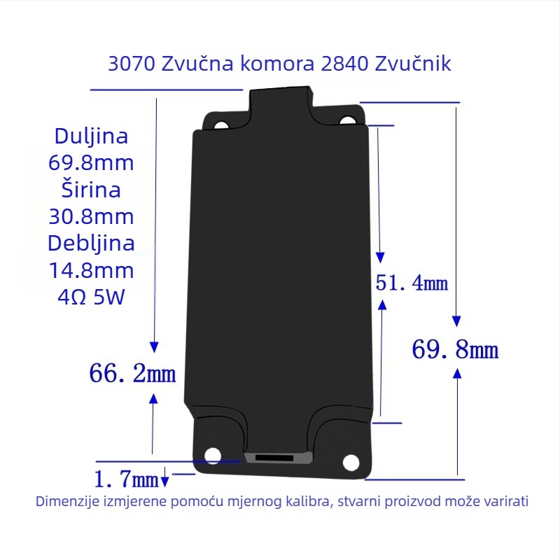 Pravokutno kućište zvučnika 3070, 4 Ω, 3 W, puni raspon, koaksijalni, 50-30000 Hz