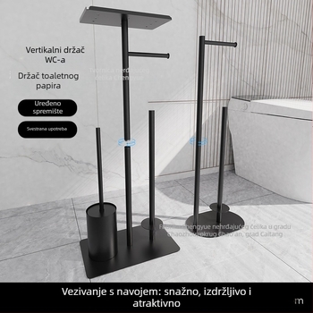 Držač za toaletni papir i držač četkice za WC od nehrđajućeg čelika, kvadratnog oblika, s emajliranim premazom