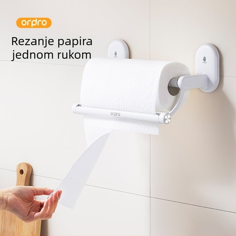 Držač kuhinjske papirne role sa usisnom pričvršćivanjem – ABS, Model C13004, moderni minimalistički dizajn, za rolu papira, višestruka namjena