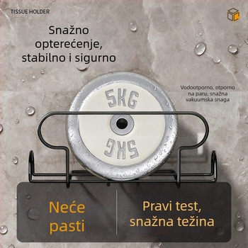 Držač za mokre maramice s usisnom čašom — zidni držač papirnatih maramica (ABS+čelik, elektroplatiranje)