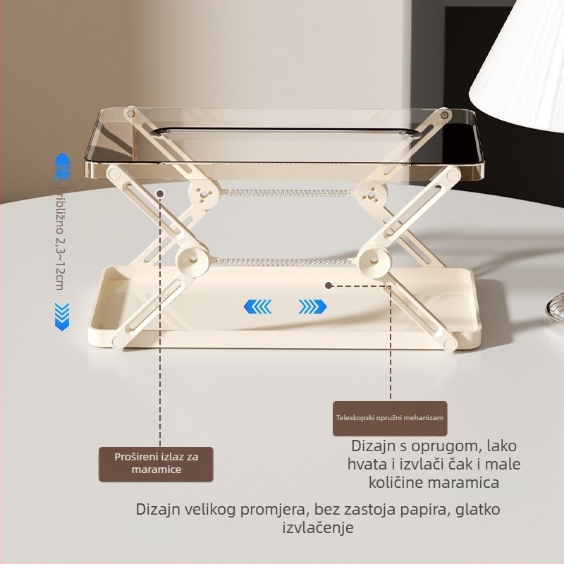 Kutija za papirnate maramice s mehanizmom podizanja, PP materijal, moderan minimalistički dizajn, višestruka namjena