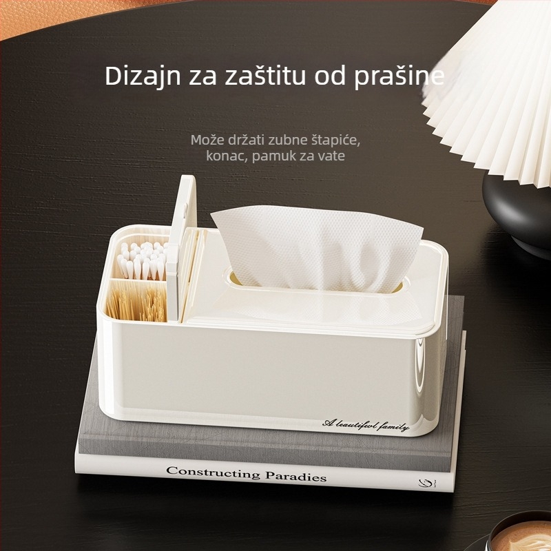 Kutija za papirnate maramice za dnevni boravak, moderni minimalistički dizajn, ABS plast, višestruka namjena, kompatibilna s odvojivim maramicama, prilagodljiva