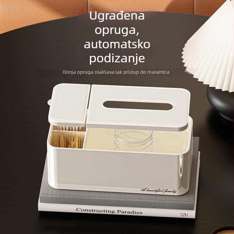 Kutija za papirnate maramice za dnevni boravak, moderni minimalistički dizajn, ABS plast, višestruka namjena, kompatibilna s odvojivim maramicama, prilagodljiva