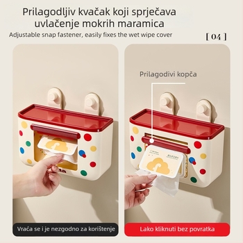 Držač za mokre maramice s usisnom čašicom i držačem papirnatih maramica u obrnutoj poziciji – ABS, kvadratnog oblika, moderni minimalistički stil
