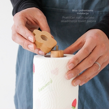 Vertikalni stalak za kuhinjsku papirnu rolnu od bukovog drva, prostor za skladištenje rolni, moderni minimalistički dizajn, prilagodljiv oblik