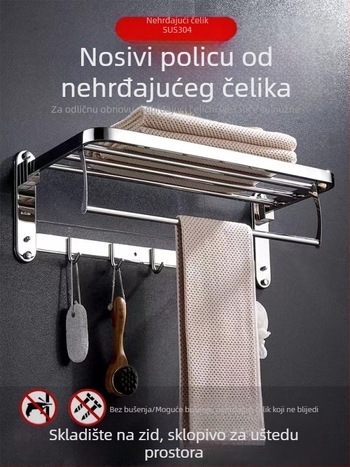 Stalak za ručnike od nehrđajućeg čelika, sklopivi, zidni držač, set od 5 komada, moderan minimalistički dizajn