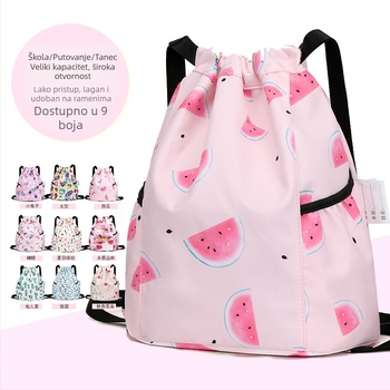 Dječji ruksak sa vezicama – karikaturno sladak dizajn, najlon materijal, kapacitet ispod 20 L, pogodan za djevojčice i za osnovnu školu