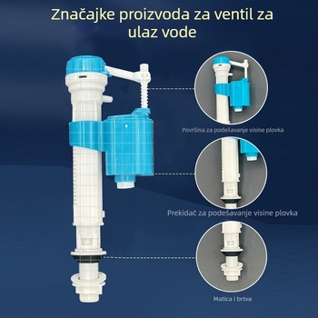 Xinshengjie Set fitinga za spremnik toaleta — univerzalni ventili: dovod vode, plovujući ventil, ventil za ispiranje, odvodni ventil, plastični