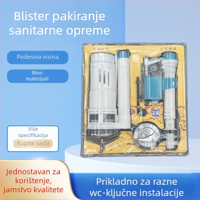 Xinshengjie Set fitinga za spremnik toaleta — univerzalni ventili: dovod vode, plovujući ventil, ventil za ispiranje, odvodni ventil, plastični