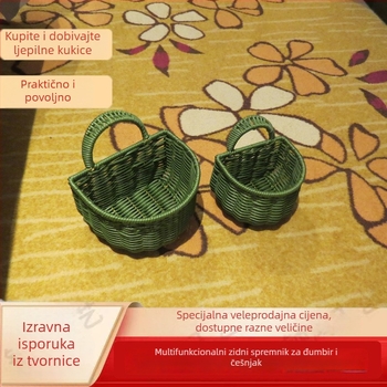 Zidni viseći koš od imitacijskog ratana, ručna izrada, retro stil, Model 10, za voće, povrće, lijekove i kablove