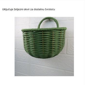 Zidni viseći koš od imitacijskog ratana, ručna izrada, retro stil, Model 10, za voće, povrće, lijekove i kablove