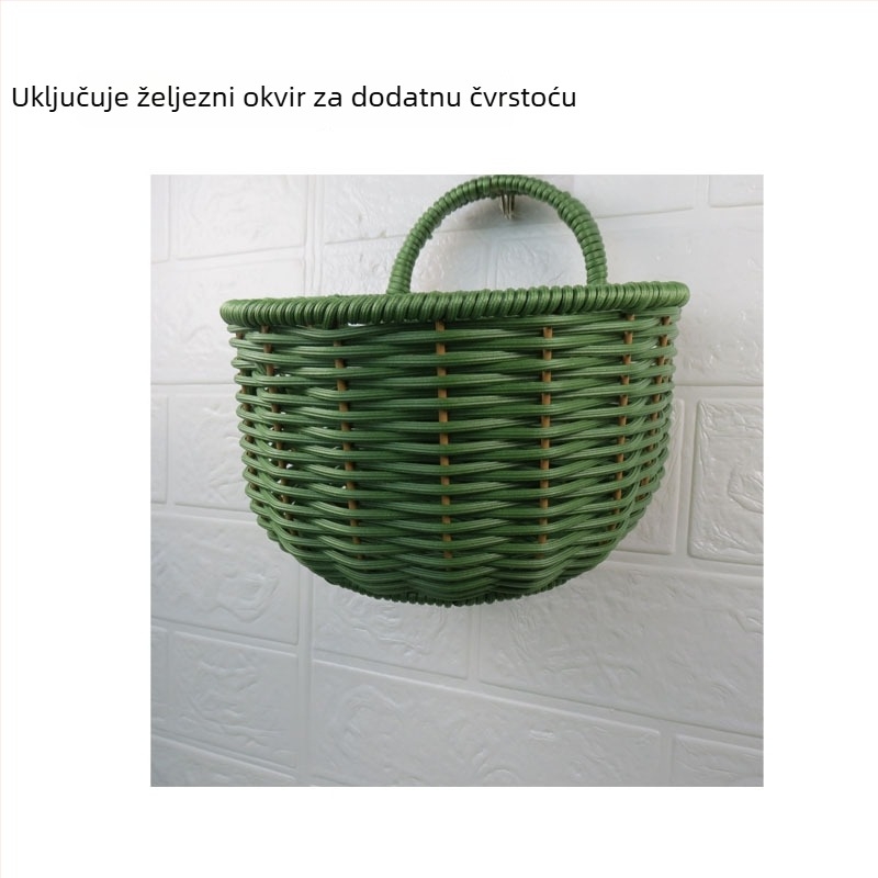 Zidni viseći koš od imitacijskog ratana, ručna izrada, retro stil, Model 10, za voće, povrće, lijekove i kablove